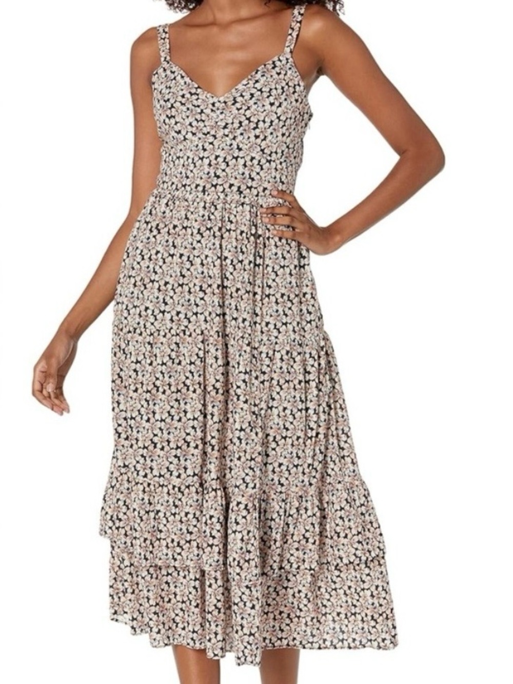PAIGE Floral Smocked Midi Dress